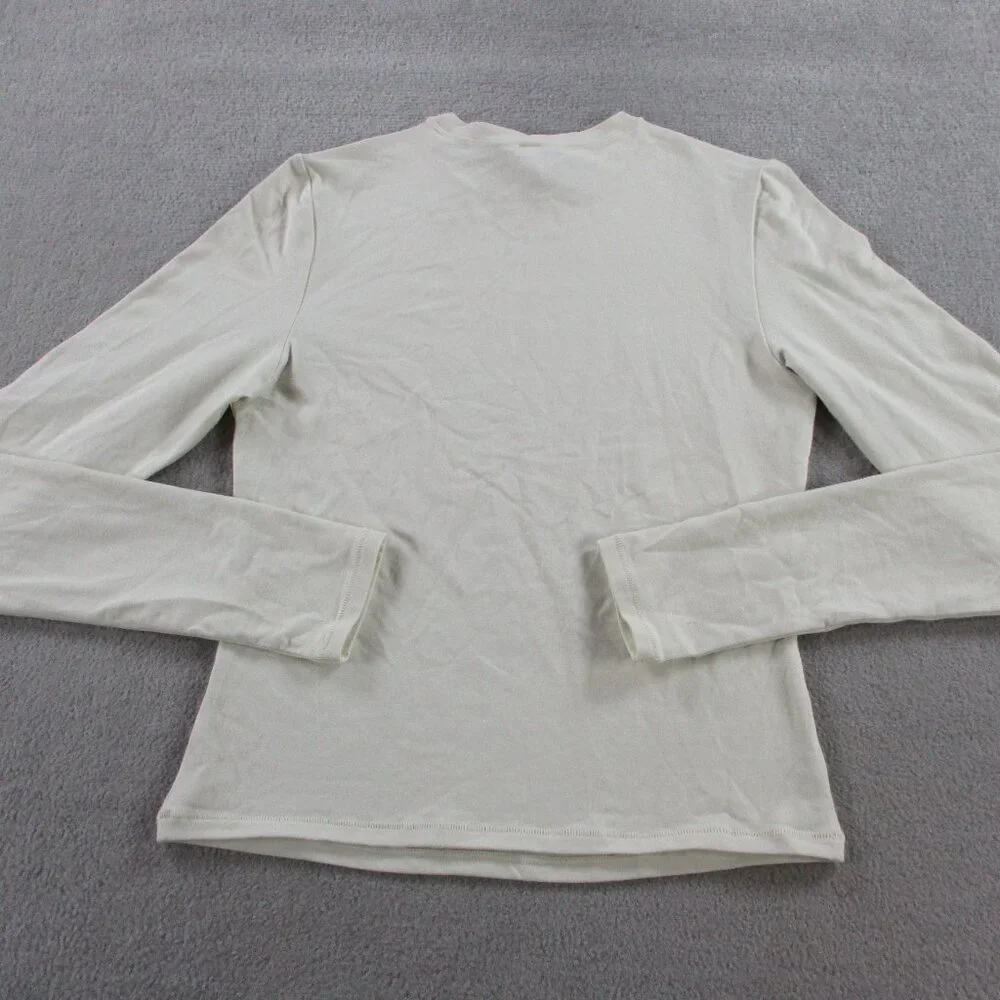 SKIMS Cotton Jersey Long Sleeve T Shirt Womens Medium Bone Casual Stretch NWT - Picture 3 of 9